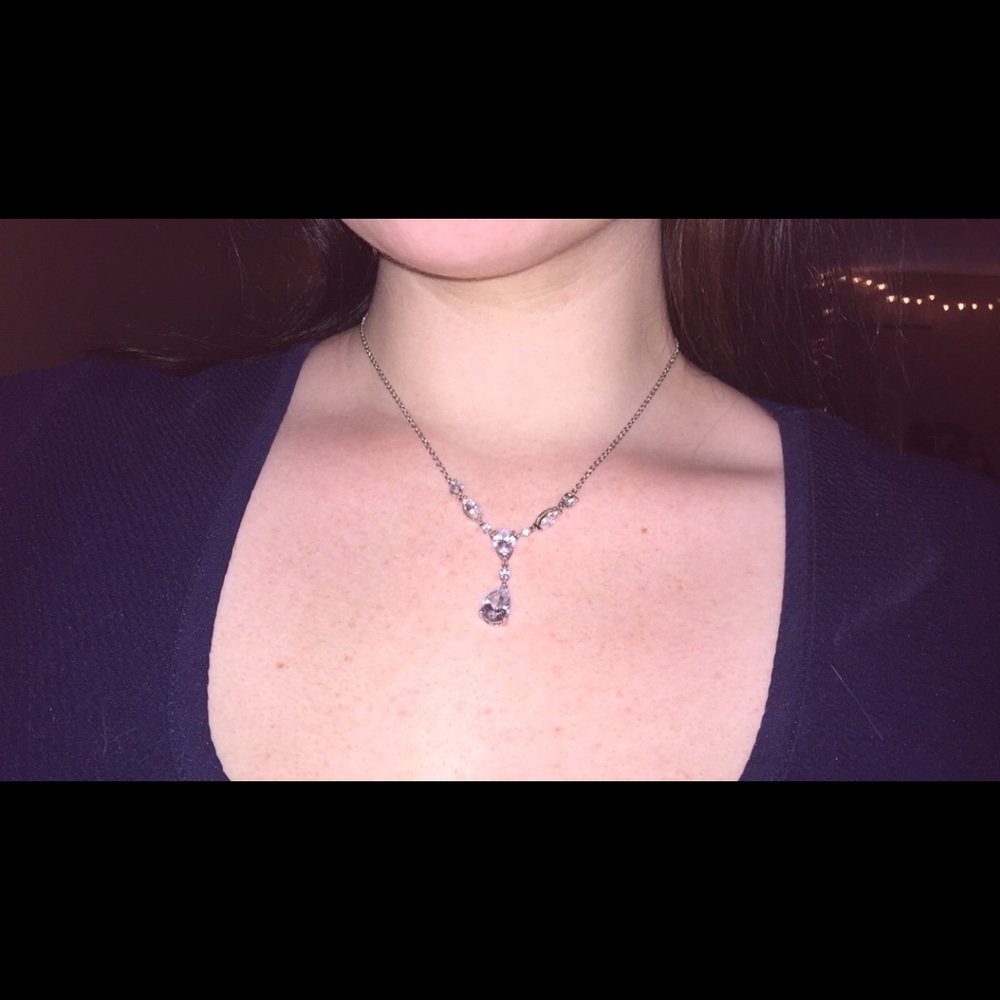 Fine Silver Plated Cubic Zirconia Necklace
